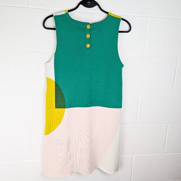 Anthropologie Moth Mini Dress Knit Sleeveless Tunic Green Retro 70s Colorful S/M - Picture 9 of 13
